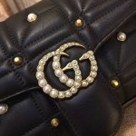 Gucci GG Marmont matelassé shoulder bag small stud black 443497