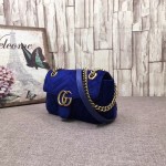 Gucci GG Marmont matelassé shoulder bag mini velvet dark blue 446744