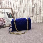 Gucci GG Marmont matelassé shoulder bag mini velvet dark blue 446744