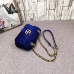 Gucci GG Marmont matelassé shoulder bag mini velvet dark blue 446744