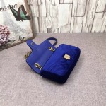 Gucci GG Marmont matelassé shoulder bag mini velvet dark blue 446744