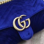 Gucci GG Marmont matelassé shoulder bag mini velvet dark blue 446744