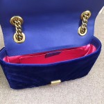 Gucci GG Marmont matelassé shoulder bag mini velvet dark blue 446744