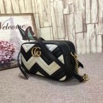 Gucci GG Marmont matelassé shoulder bag small black-white 447632