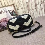 Gucci GG Marmont matelassé shoulder bag small black-white 447632