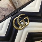 Gucci GG Marmont matelassé shoulder bag small black-white 447632