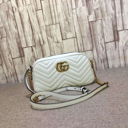 Gucci GG Marmont matelassé shoulder bag small white 447632