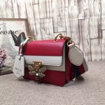 Gucci queen margaret leather shoulder bag red-white 476542