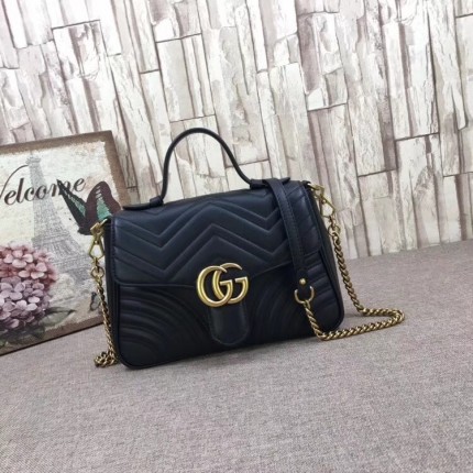 Gucci GG Marmont small top handle bag black 498110