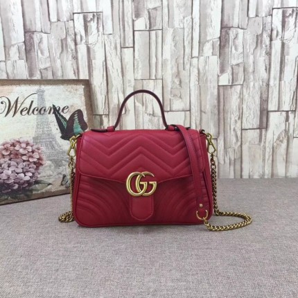 Gucci GG Marmont small top handle bag red 498110