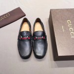 Gucci Leather driver with Web black 450892