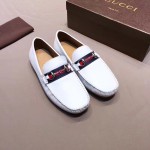 Gucci Leather driver with Web white 450892