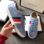 Gucci Ace sneaker with bees and stars blue 497125