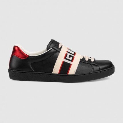 Gucci stripe leather sneaker black 523469