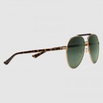 Gucci aviator metal sunglasses 461665 tortoiseshell