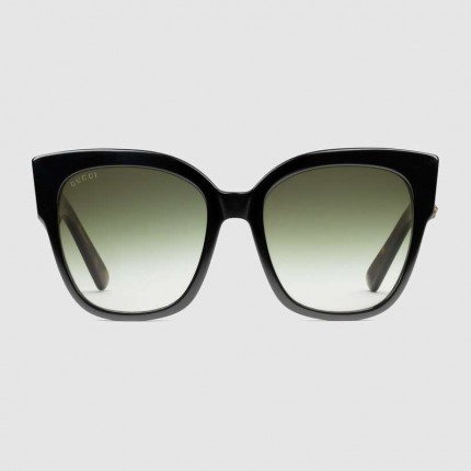 Gucci square frame acetate sunglasses with web 461683 Black