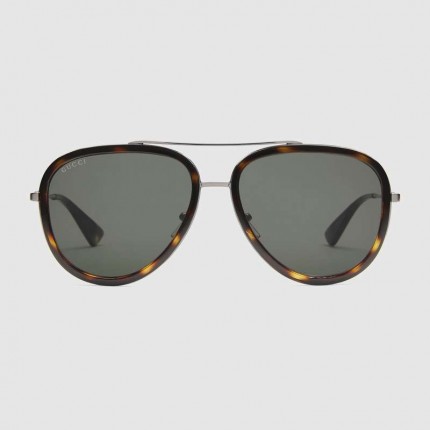 Gucci Aviator Metal Sunglasses 461704-1213 Tortoiseshell