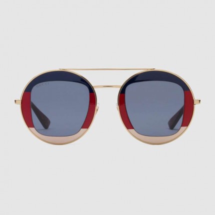 Gucci Round-frame metal sunglasses 470457-8040