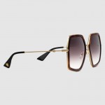 Gucci Oversize square-frame metal sunglasses 470458-2802  Tortoiseshell