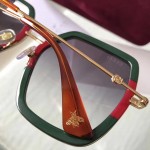 Gucci Oversize square-frame metal sunglasses 470458 red with green