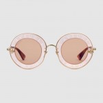 Gucci Round-frame metal sunglasses 470459-7587