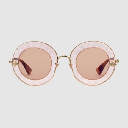 Gucci Round-frame metal sunglasses 470459-7587