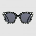 Gucci Cat eye acetate sunglasses with stars 470463-1011