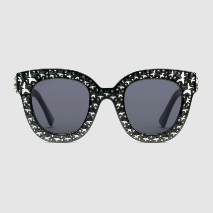 Gucci Cat eye acetate sunglasses with stars 470463-1011