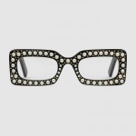 Gucci Rectangular-frame acetate sunglasses with pearls 470473-1012