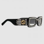 Gucci Rectangular-frame acetate sunglasses with pearls 470473-1012