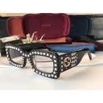 Gucci Rectangular-frame acetate sunglasses with pearls 470473-1012