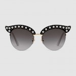 Gucci Cat eye acetate sunglasses with pearls 491440-1011