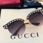 Gucci Cat eye acetate sunglasses with pearls 491440-1011