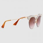 Gucci Cat eye acetate sunglasses with pearls 491440-9064