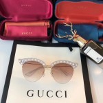 Gucci Cat eye acetate sunglasses with pearls 491440-9064