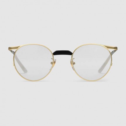 Gucci Round-frame metal glasses 494332-8880