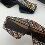 Gucci Rectangular-frame acetate sunglasses with crystals 519975-2300