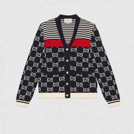 Gucci GG and stripes knit cardigan 523048