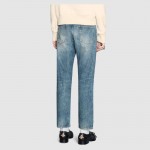 Gucci Tapered denim pant with insects embroidery 408637 XR842