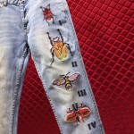 Gucci Tapered denim pant with insects embroidery 408637 XR842