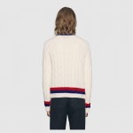 Gucci Wool cable-knitted sweater with crest 474110 X9A04