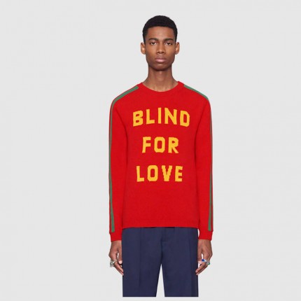 Gucci "Blind for Love" and bee wool sweater ‎496684 X9I80