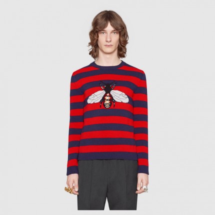 Gucci Striped wool sweater with bee ‎499248 X9I87