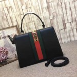 Gucci Sylvie leather top handle bag black 431665