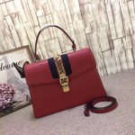 Gucci Sylvie leather top handle bag red 431665