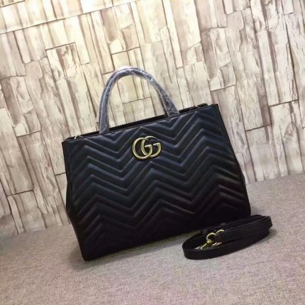 Gucci GG Marmont matelassé top handle bag black 443505