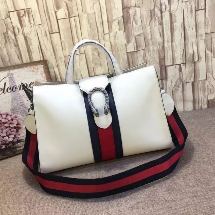 Gucci Dionysus leather top handle bag white 444167