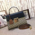 Gucci Padlock GG Supreme top handle bag black-brown 453188