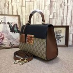 Gucci Padlock GG Supreme top handle bag black-brown 453188