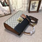 Gucci Padlock GG Supreme top handle bag black-brown 453188